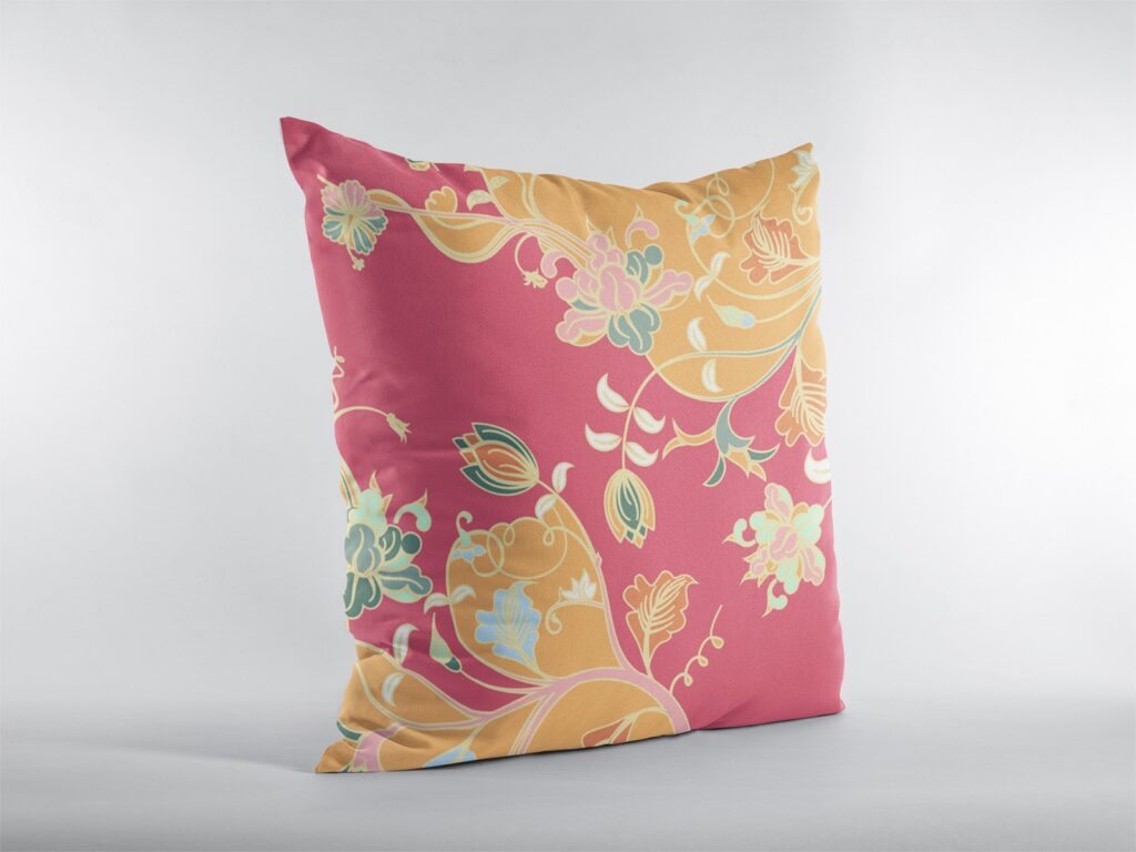 16" Orange Red Garden Zippered Suede Throw Pillow