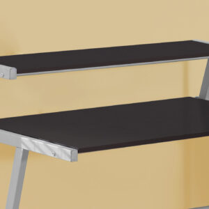 18" Dark Brown and Silver L Shape Computer Desk