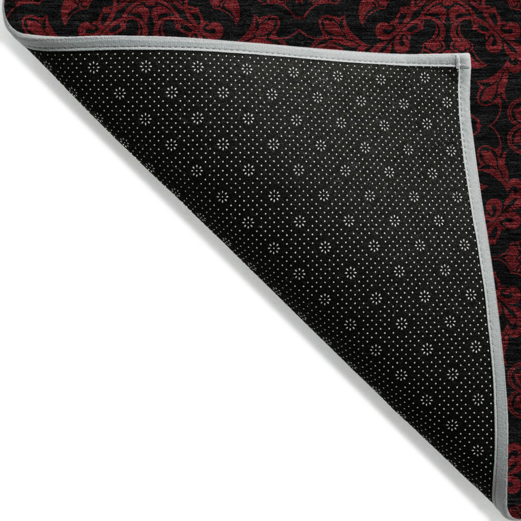 5' X 8' Red And Black Medallion Washable Indoor Outdoor Area Rug