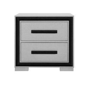 25" Gray and Black Two Drawer Wood Nightstand