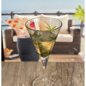 Set of Four Clear and Green Palm Tree Acrylic Stemmed All Purpose Wine Glasses