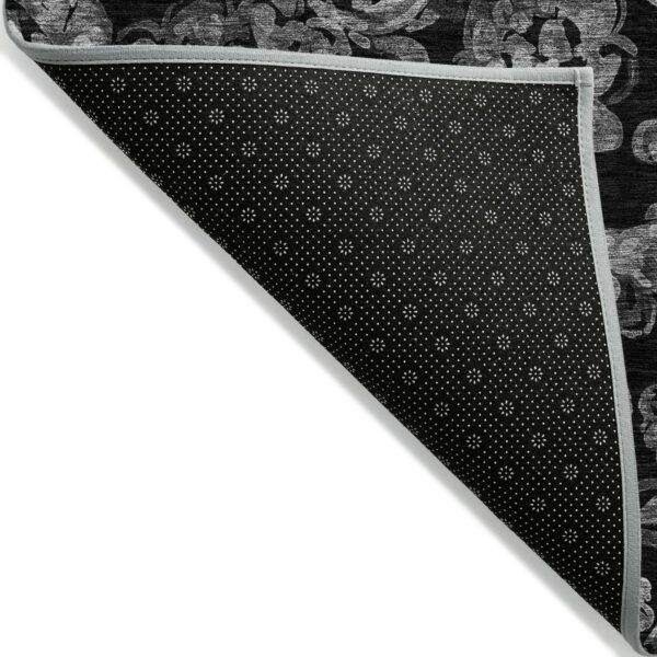 3' X 5' Black Gray And Charcoal Paisley Washable Indoor Outdoor Area Rug
