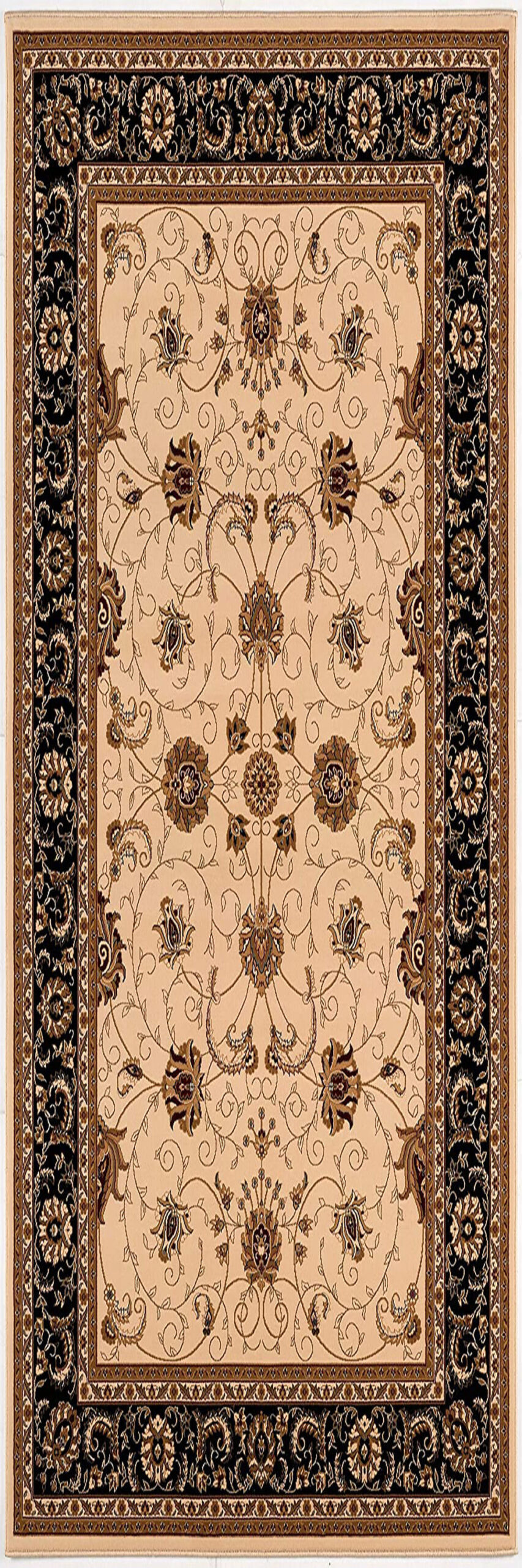 3’ x 8’ Cream and Black Decorative Runner Rug