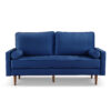 69" Blue Velvet and Dark Brown Sofa and Toss Pillows