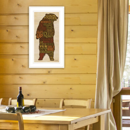 Cabin Rules 3 White Framed Print Wall Art