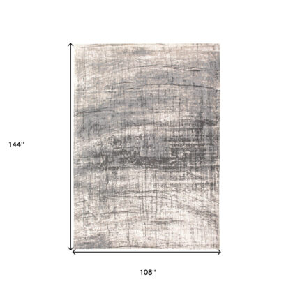 9' X 13' Gray and White Abstract Non Skid Area Rug