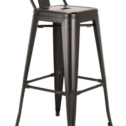 Set of Four 26" Black Steel and Metal Low Back Counter Height Bar Chairs
