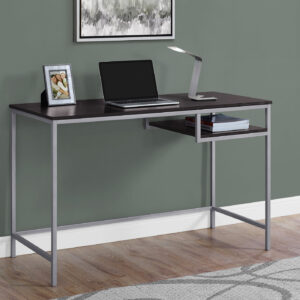 22" Dark Brown and Silver Computer Desk