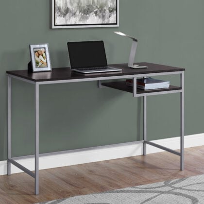 22" Dark Brown and Silver Computer Desk