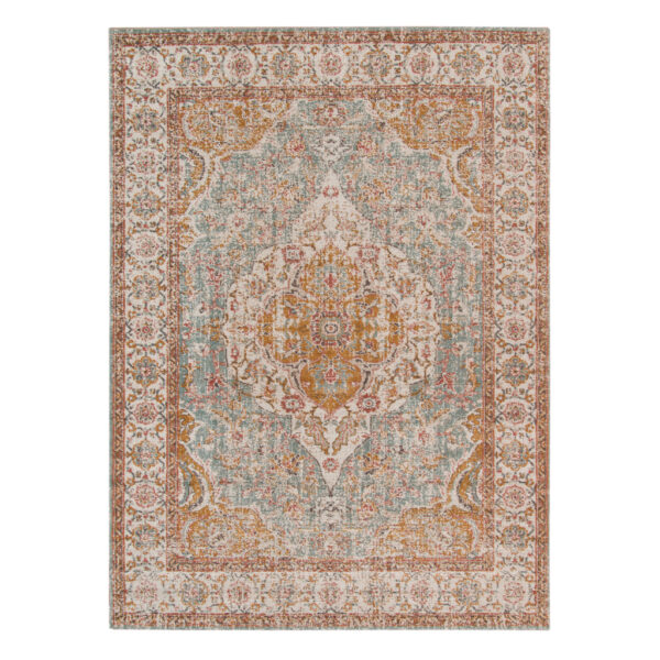 2' x 3' Blue Oriental Power Loom Area Rug With Fringe