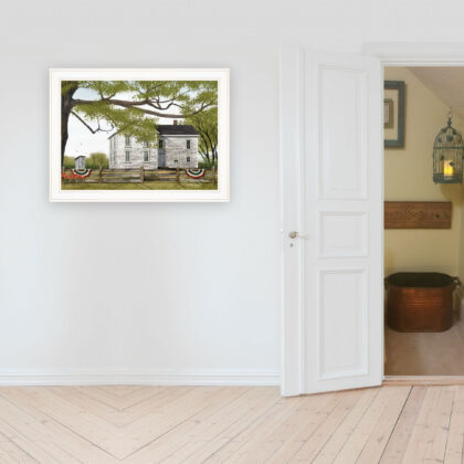 Vintage White Farmhouse Framed Print Wall Art