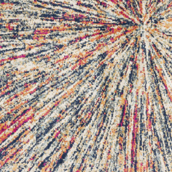 8’ X 11’ Cream Celestial Burst Abstract Area Rug