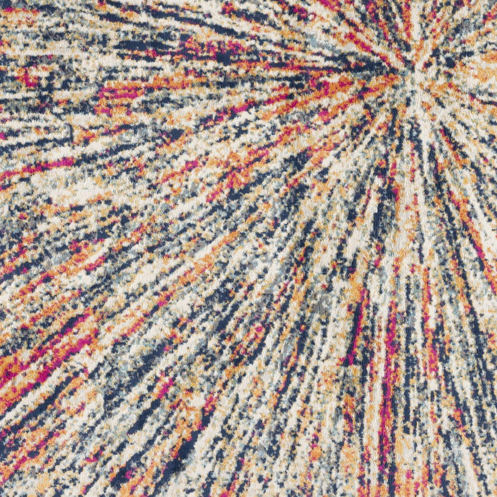 8’ X 11’ Cream Celestial Burst Abstract Area Rug