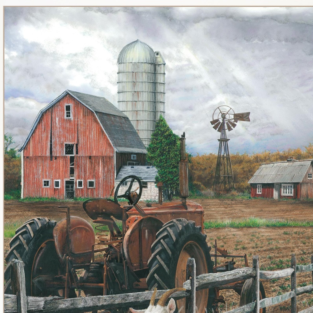 The Old Tractor 2 White Framed Print Wall Art