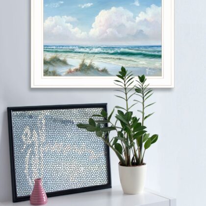 Beach 7 White Framed Print Wall Art
