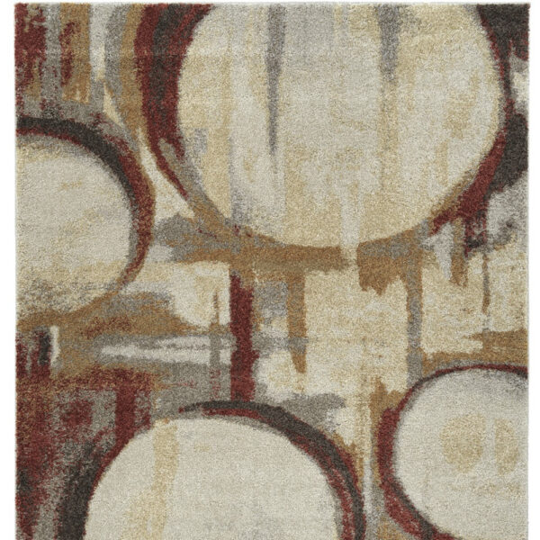 5' X 8' Brick Ivory and Gold Geometric Area Rug