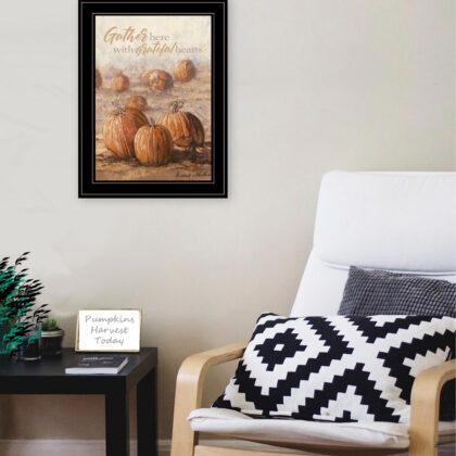 Gather Here With Grateful Hearts 2 Black Framed Print Wall Art