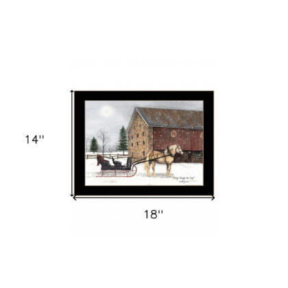 Dashing Though The Snow Black Framed Print Wall Art
