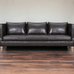 85" Dark Brown And Brown Leather Sofa