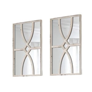 Set of Two White Wood Framed Accent Mirror