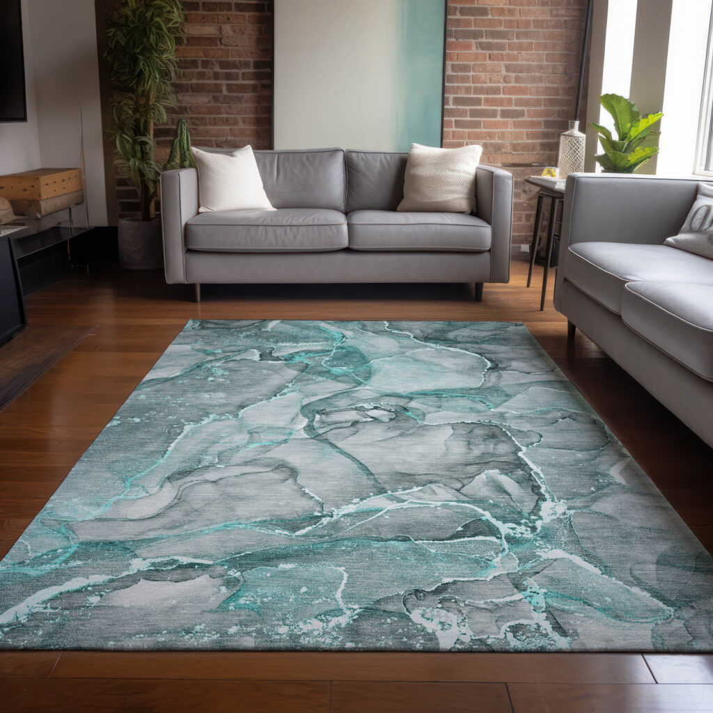 8' X 10' Gray and Ivory Abstract Washable Non Skid Indoor Outdoor Area Rug