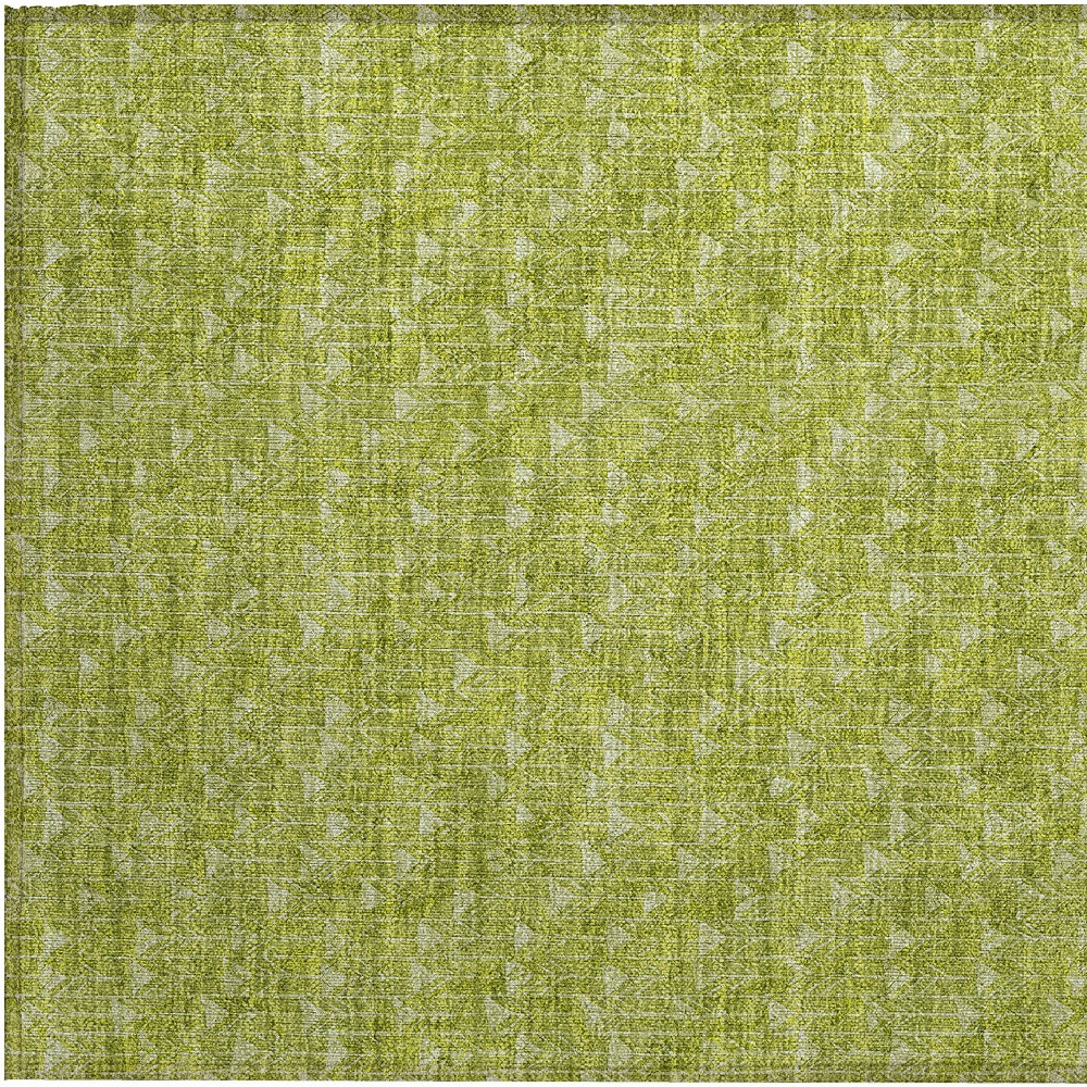 2' X 3' Moss Green Geometric Washable Non Skid Indoor Outdoor Area Rug