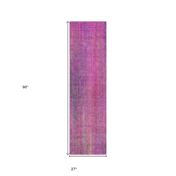 8' Runner Lilac Striped Washable Non Skid Indoor Outdoor Runner Rug
