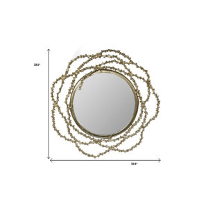 34" Antiqued Gold Abstract Scalloped Aluminum Framed Accent Mirror