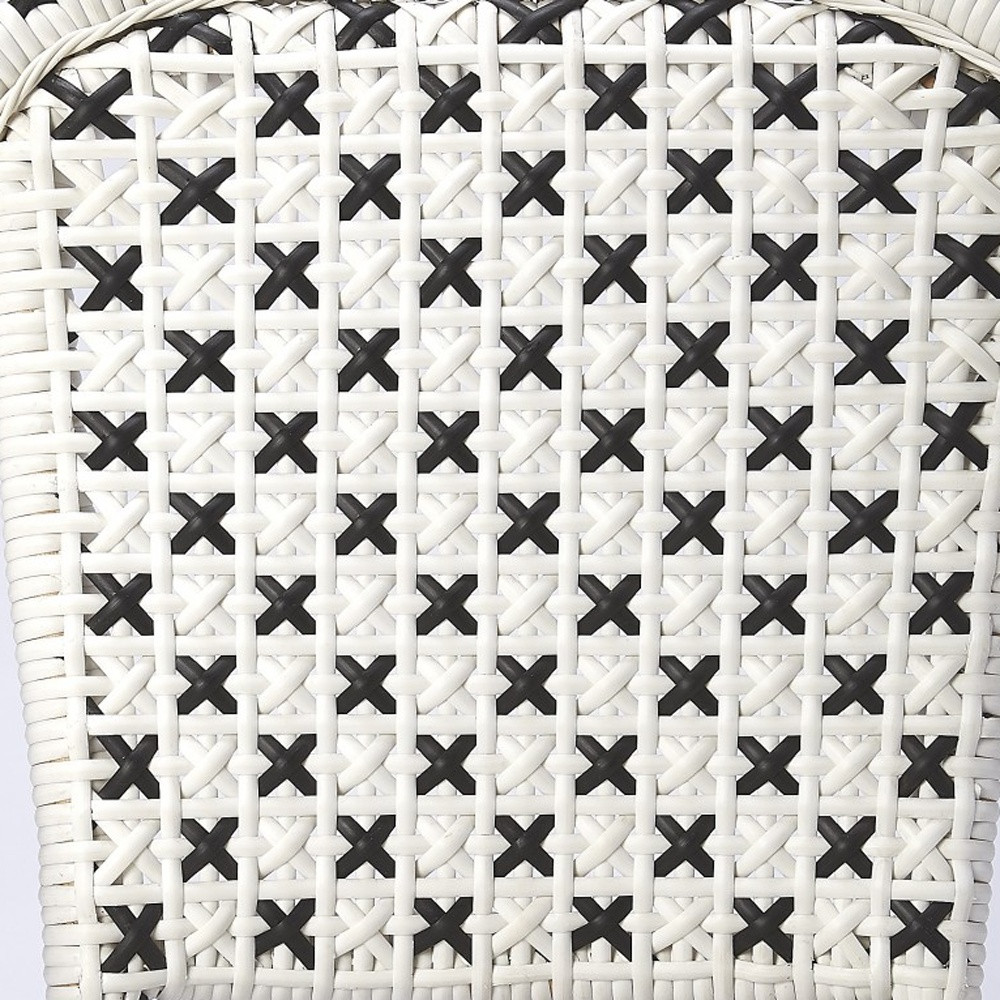 White And Brown Faux Rattan Dining Chair