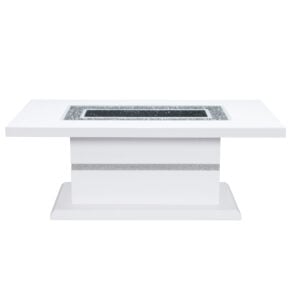 52" White Wood And Faux Crystal Pedestal Coffee Table