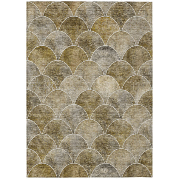 9' X 12' Taupe Beige And Gray Abstract Washable Indoor Outdoor Area Rug