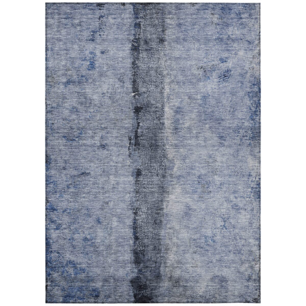 3' X 5' Denim Blue And Navy Blue Abstract Washable Indoor Outdoor Area Rug