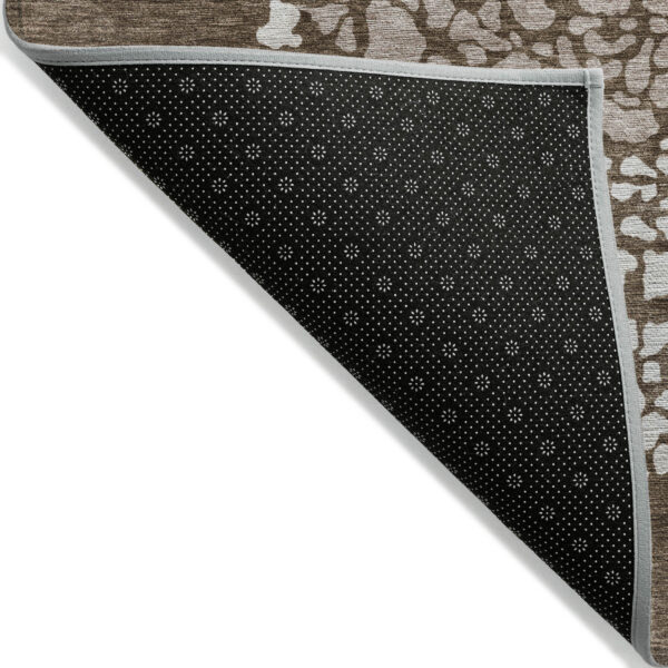 5' X 8' Chocolate And Taupe Abstract Washable Indoor Outdoor Area Rug
