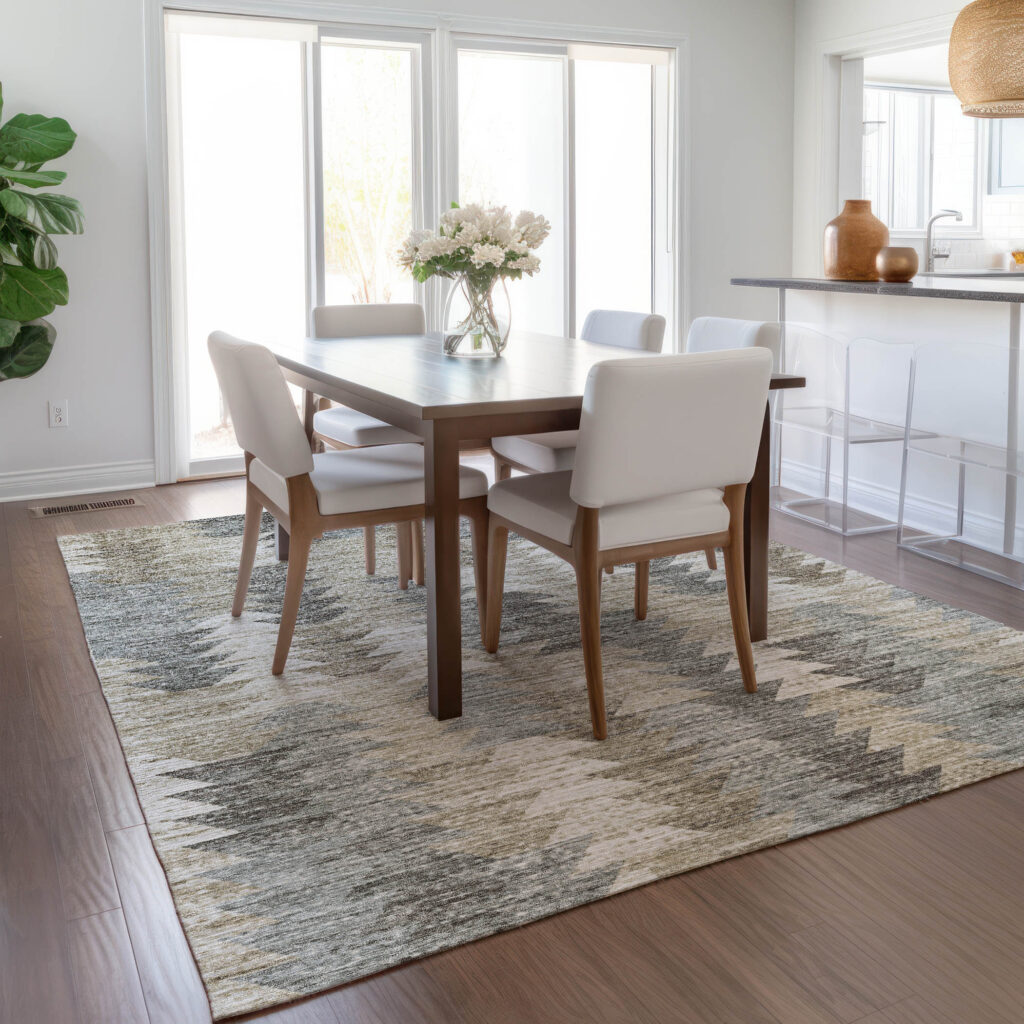 10' X 14' Taupe Beige And Tan Geometric Washable Indoor Outdoor Area Rug