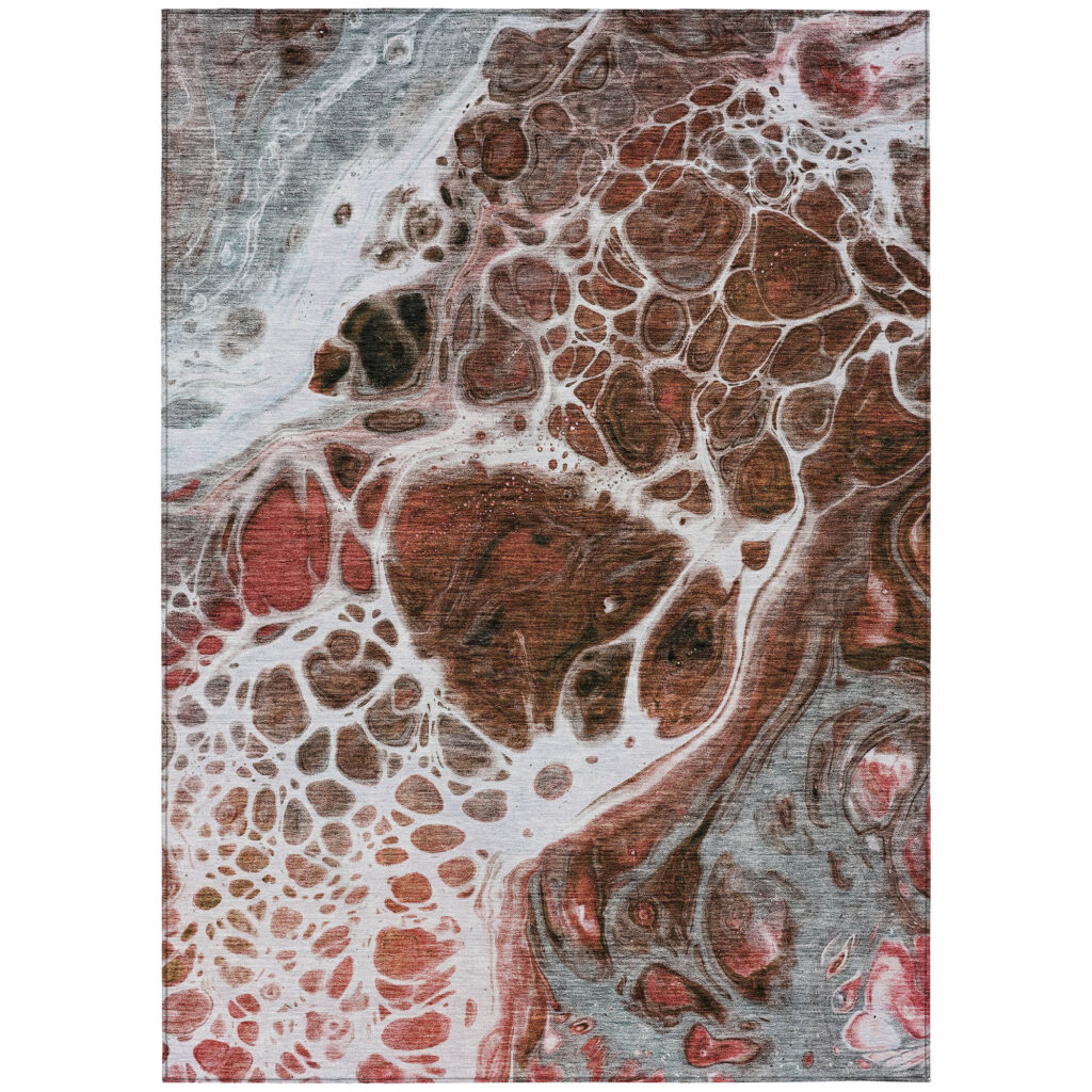 10' X 14' Red Copper And Gray Nautical Washable Indoor Outdoor Area Rug