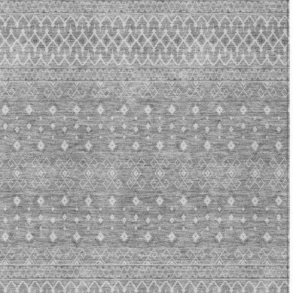 10' X 14' Silver Gray And Ivory Tribal Washable Indoor Outdoor Area Rug