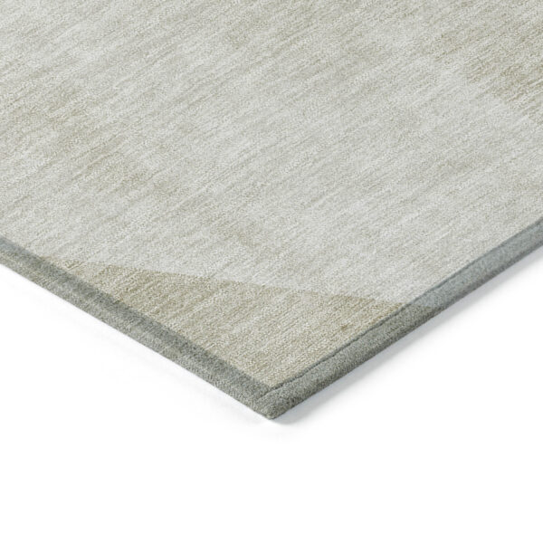 8' Beige Khaki And Taupe Round Abstract Washable Indoor Outdoor Area Rug