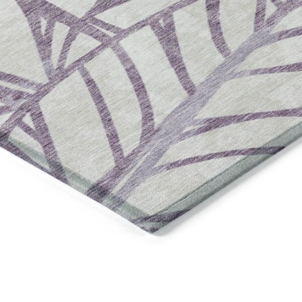 5' X 8' Purple Lavender And Beige Floral Washable Indoor Outdoor Area Rug