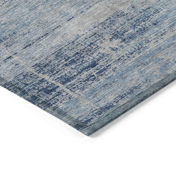 3' X 5' Sky Blue And Navy Blue Abstract Washable Indoor Outdoor Area Rug