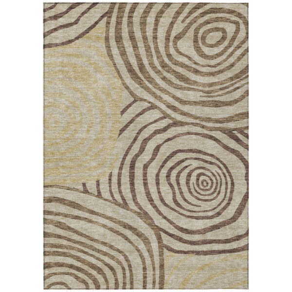 8' X 10' Brown Taupe And Beige Abstract Washable Indoor Outdoor Area Rug