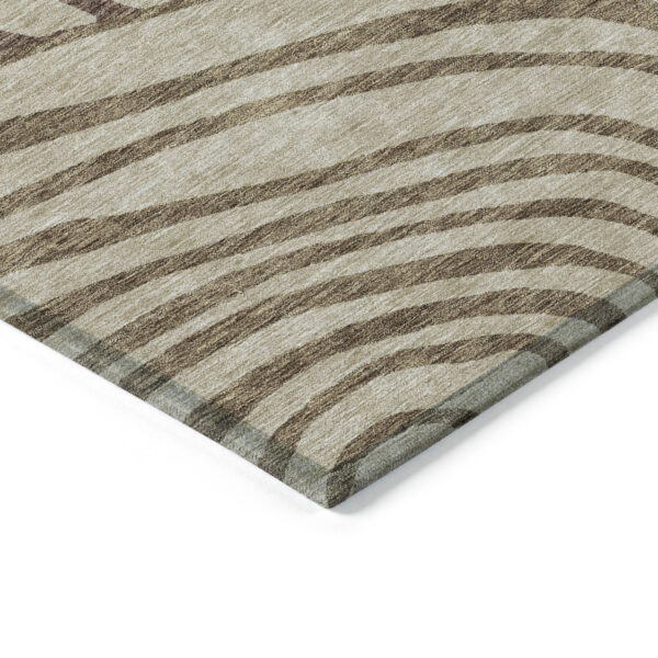 9' X 12' Brown Taupe And Beige Abstract Washable Indoor Outdoor Area Rug