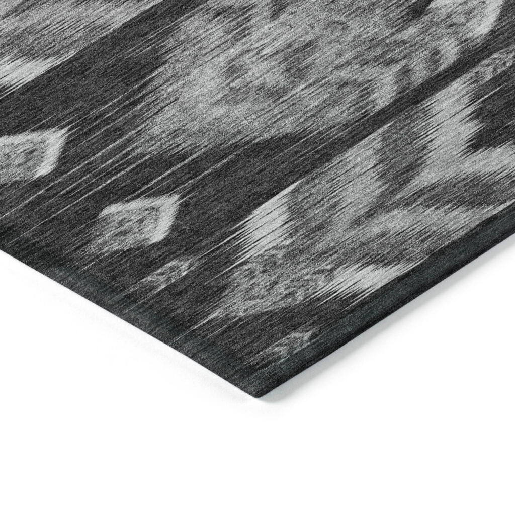 9' X 12' Black Charcoal And Silver Southwestern Washable Indoor Outdoor Area Rug