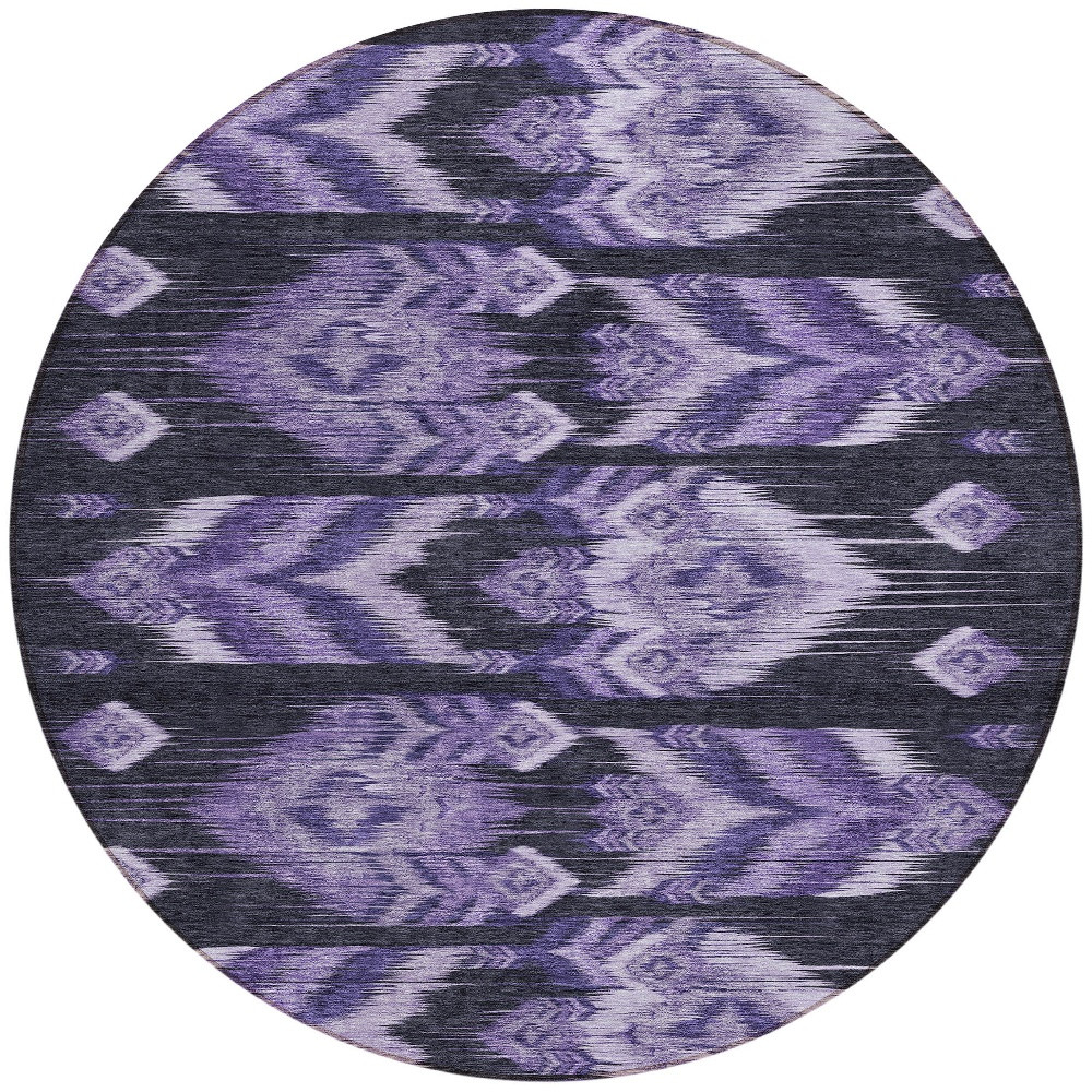 8' Purple Lavender And Plum Round Southwestern Washable Indoor Outdoor Area Rug
