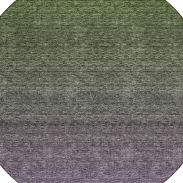 8' Purple Charcoal And Green Round Ombre Washable Indoor Outdoor Area Rug