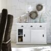 Modern Farmhouse White Buffet Server With Sliding Doors