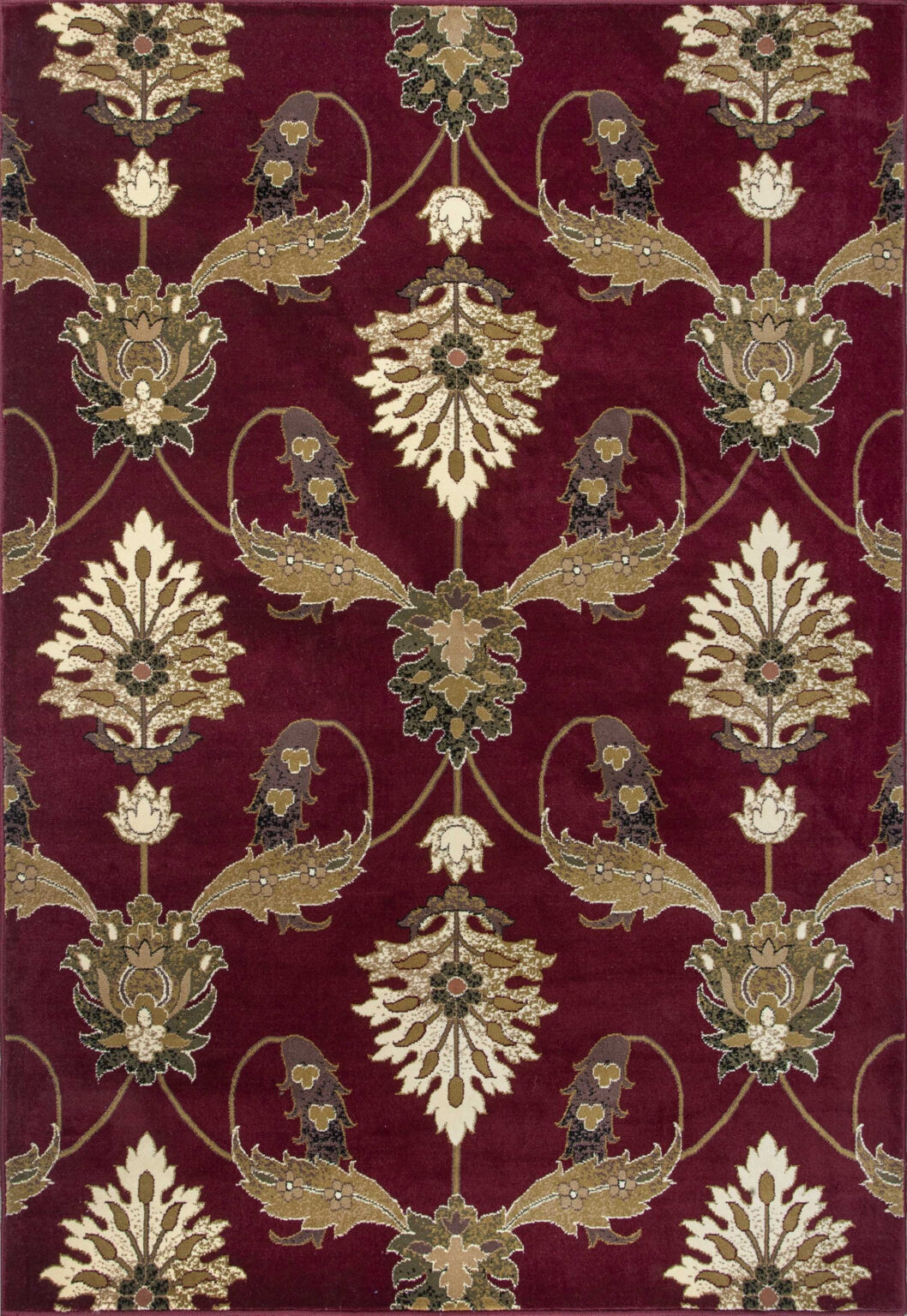 8' Red and Ivory Floral Runner Rug
