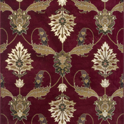 8' Red and Ivory Floral Runner Rug