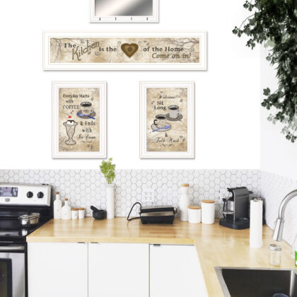 Set Of Four Love Of Nature Kitchen 6 White Framed Print Kitchen Wall Art