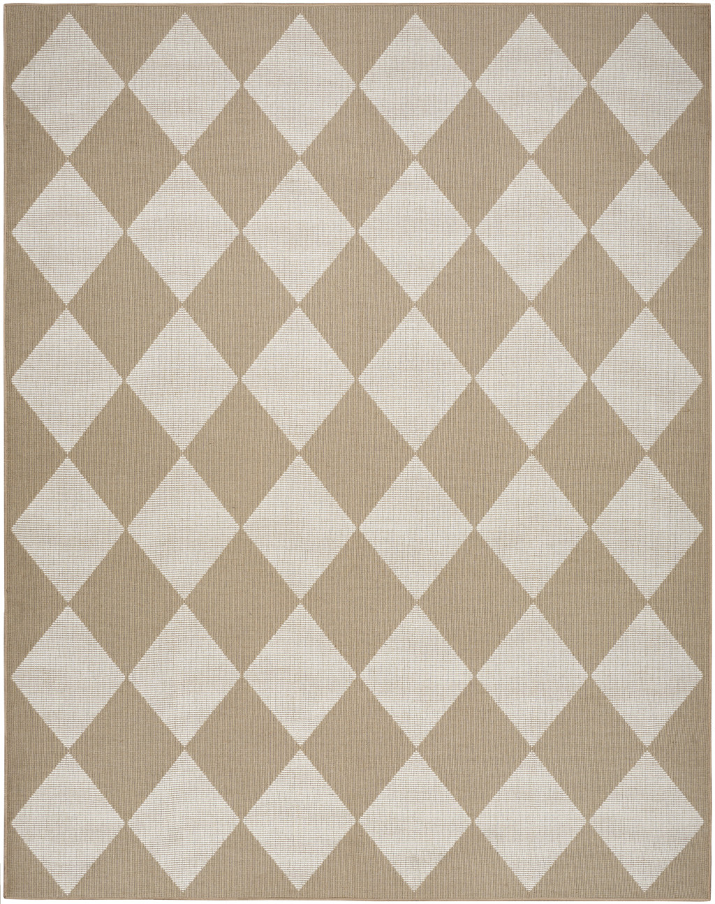 5' x 7' Natural and Ivory Geometric Power Loom Washable Non Skid Area Rug