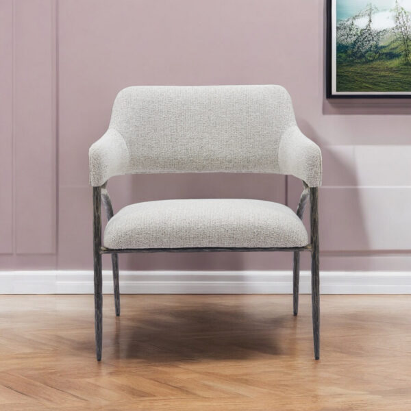 28" Gray And Black Upholstered Arm Chair